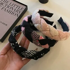 Women Korean Style Tweed Braided Headband Elegant Twist Hairband For Hair Volume Increase Fashion Hair Accessories