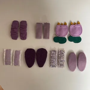 Set di 14 fermagli per capelli viola in tessuto con motivi a quadri e tulipani per bimbe