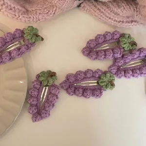 Pinces à Cheveux Fruits au Crochet à la Main Tricotées en Fil Mignonnes Forme Fraise Raisin Orange Accessoires Cheveux