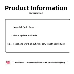 Détails du serre-tête en satin français de 3 cm de large avec nœud de 13 cm
