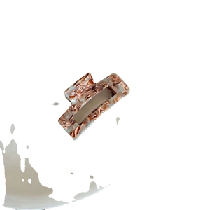 Elegant rectangle acetate hair claw clip with pink and beige marble patterns for women