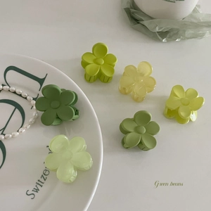 Lot de 6 pinces à cheveux fleurs vertes mates et transparentes pour femmes et filles