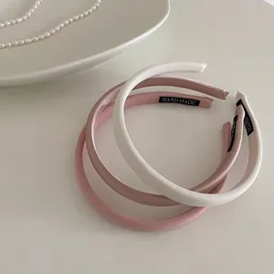 Serre-tête en Satin à Bord Large Style Coréen pour Femmes Fait Main Élégant Rose Blanc Bandeau de Cheveux Accessoires de Mode