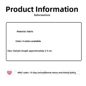 Detailed chart showing blue texture hair clips made of cloth material in 3-5cm size