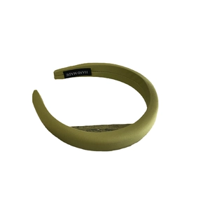 Olive green padded sponge headband with matte fabric and high-top minimalist design