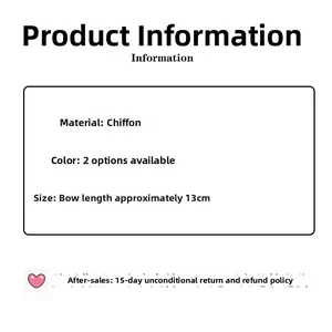 Detailed size specifications for 13cm chiffon bow hair clip with black polka dots
