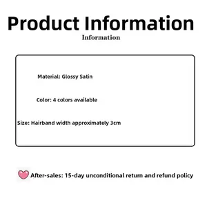 Detail specifications for 3cm wide satin headband showing material and size parameters