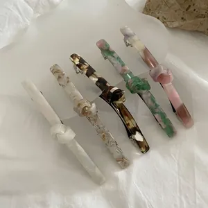 Minimalist Cellulose Acetate Knot Hair Clip For Women Korean Style Marble Pattern Handmade Geometric Cellulose Acetate Side Hairpin Clip Jewelry