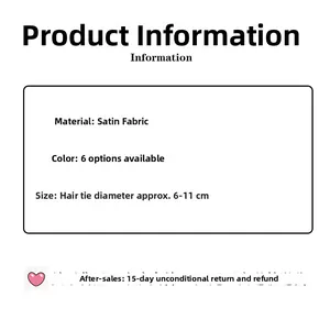 Spécifications détaillées des chouchous en satin avec infos de taille 6-11cm de diamètre