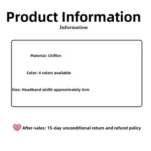 Detail showing high-quality chiffon fabric and 4cm wide band specifications for hair hoop