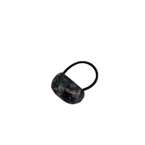 Élastique à cheveux minimaliste en acétate à motif marbré avec bande noire extensible