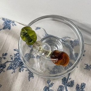 Vintage-Haarspange aus Kristall-Acryl mit olivgrünen und bernsteinfarbenen Perlen