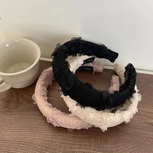 French Style Floral Lace Headband Handmade Sweet 3D Flower Hair Hoop Elegant Hair Accessories For Women Daily Party Hairwear