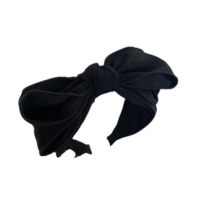 Morandi style large black chiffon bow headband with French retro minimalist design