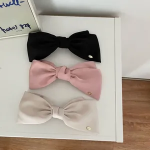 French INS Style Satin Bow Hair Clip Large Elegant Silk Feel Spring Clip For Women Girls Hair Accessories Styling Decoration Wedding Party Gift