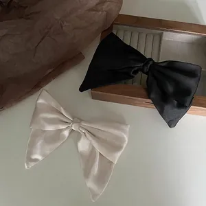 Korean Elegant Large Satin Bowknot Hair Clip Retro Glossy Satin Spring Clip For Women Fashion Minimalist Hair Accessories
