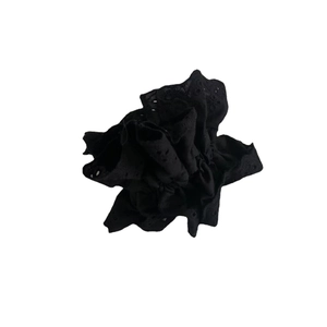 Black cotton scrunchie with intricate eyelet embroidery and ruffle lace lolita style