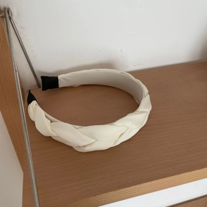 French INS style vintage white satin braided headband for women with high crown effect