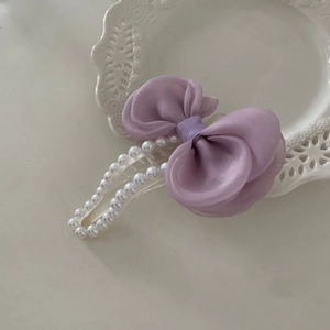 Barrette à Cheveux Élégante Nœud en Organza pour Femmes avec Embellissement de Künstliche Perles d'Imitation Pince à Cheveux Style Français Cadeau