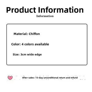 Detail of 3cm wide chiffon headband features with 4-color options and premium material info