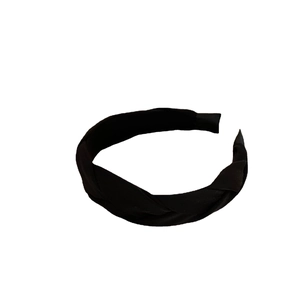 Classic black satin braided headband with a retro French twisted design for women
