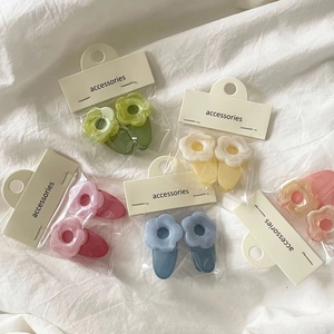 Korean Style Acrylic Flower Hair Clips For Girls Cute Floral Pattern Duckbill Hair Pins Fashion Daily Hair Accessories