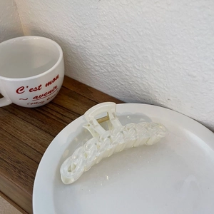 Pince à cheveux grande blanc crème style français design chaîne pour cheveux épais