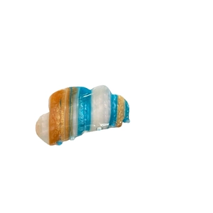 Pince à cheveux française en acétate rayé en forme de nuage avec motif ondulé
