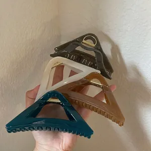 Large Triangle Acrylic Hair Claw Clip For Women Geometric Hollow Out Shark Clip Fashion Hair Accessories For Thick Hair
