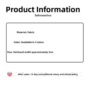Detailed sizing chart for the 3cm wide striped fabric headband available in 3 colors