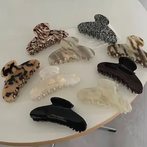 French Style Acetate Hair Claw Clip Elegant Leopard Marble Mermaid White Large Shark Clip For Women Hair Accessory
