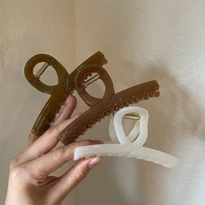 Large Acrylic Cross Hair Claw Clip Korean Glossy Acetate Shark Clip Elegant Nonslip Hair Grip Accessories For Women Daily