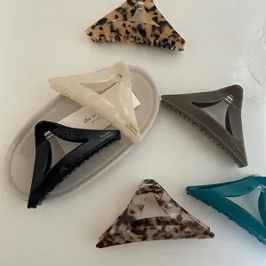 Lot de pinces à cheveux triangulaires en acétate style français motif léopard multicolore