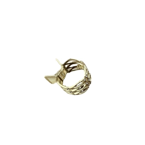 Minimalist gold alloy hair claw clip with interlaced hollow lines and small rhinestones
