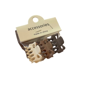 Three-piece matte milk tea color hair claw set in cream, light coffee, and dark brown