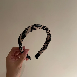 Striped zebra pattern wide headband with white CHANGE letter print for women
