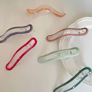 Korean Style Macaron Color Acrylic Wave Duckbill Hair Clip For Women Handmade Drip Oil Hairpin Fashion Hair Accessories