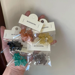 Lot de 5 mini pinces à cheveux fleurs colorées en noir, vert, orange, jaune et gris