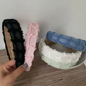 Colorful sponge padded headbands set with fringe texture and non-slip satin finish