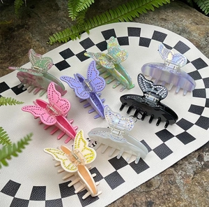 Pince à Cheveux Papillon Élégante pour Femmes en Acétate avec Strass Épingle à Cheveux Fairy Shark Clip Accessoires de Coiffure