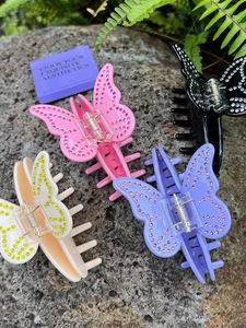 Pinces à cheveux papillon exquises avec strass en rose noir violet et beige clair