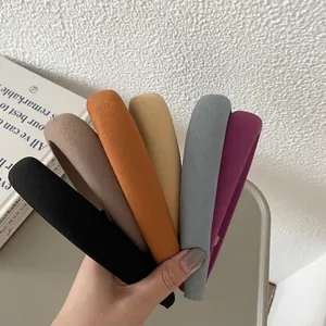 Morandi Color High Skull Top Wide Padded Sponge Headband French Retro Fabric Hairband For Women Daily Hair Accessories