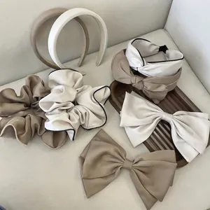 French Elegant Satin Padded Headband Knotted Hair Band Large Scrunchie Bow Hair Clip For Women Daily Hair Accessories