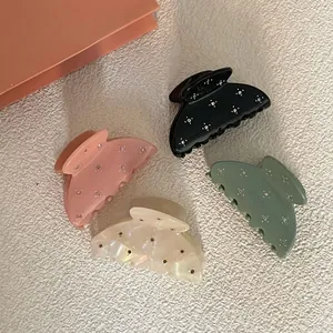 Pince à Cheveux Requin en Acétate avec Strass Style Coréen Pince à Cheveux Géométrique Colorée Support de Queue de Cheval Élégant pour Femmes Bijoux de Mode