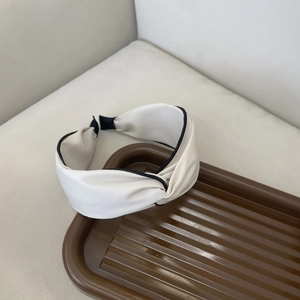 French style cream twisted headband with black piping for women hair accessories