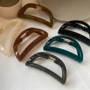 Minimalist Large Acrylic Hair Claw Clip Korean INS Morandi Color Hollow Geometric Shark Clip For Women Hair Styling Accessory