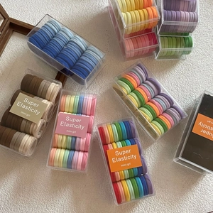 Candy Color High Elastic Hair Ties Set For Women Girls Gradient Green Macaron Boxed Hair Bands Ponytail Holder Daily Accessories