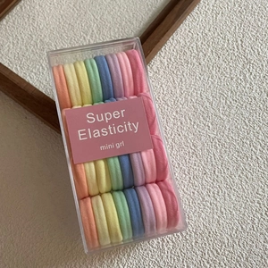 Colorful high elasticity hair bands set in macaron colors with transparent storage box