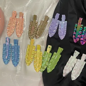 Irisierende Wellenkante Acryl Legierung Entenschnabel Haarspange Für Damen Girly Y2K Stil Spurenlose Seitenpony Clip Haarschmuck