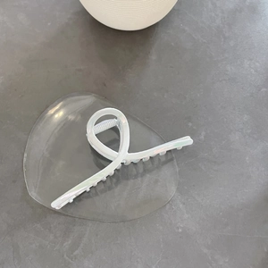 Minimalist geometric mermaid pearl white shark hair claw clip with iridescent finish